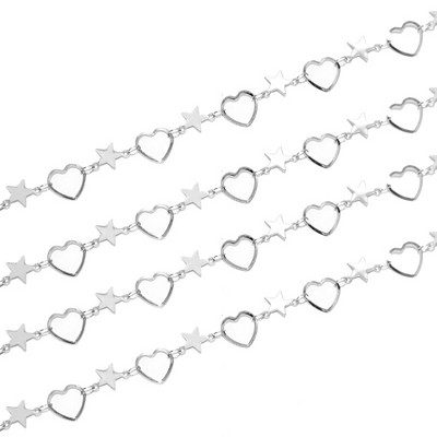 1 méteres rozsdamentes acél arany kézzel készített Heart Moon Star Link láncok női nyaklánc karkötő bokalánc készítési kellékek