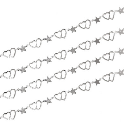 1 méteres rozsdamentes acél arany kézzel készített Heart Moon Star Link láncok női nyaklánc karkötő bokalánc készítési kellékek