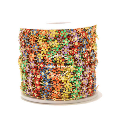 1M nehrđajući čelik 6 mm emajlirani lančići s bijelim cvijetom tratinčice za DIY žene Narukvice s narukvicama Ogrlice Pribor za izradu nakita