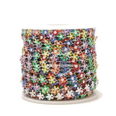 1M nehrđajući čelik 6 mm emajlirani lančići s bijelim cvijetom tratinčice za DIY žene Narukvice s narukvicama Ogrlice Pribor za izradu nakita