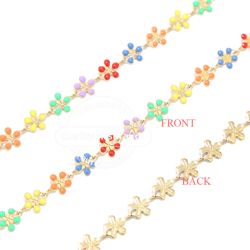 1M nehrđajući čelik 6 mm emajlirani lančići s bijelim cvijetom tratinčice za DIY žene Narukvice s narukvicama Ogrlice Pribor za izradu nakita