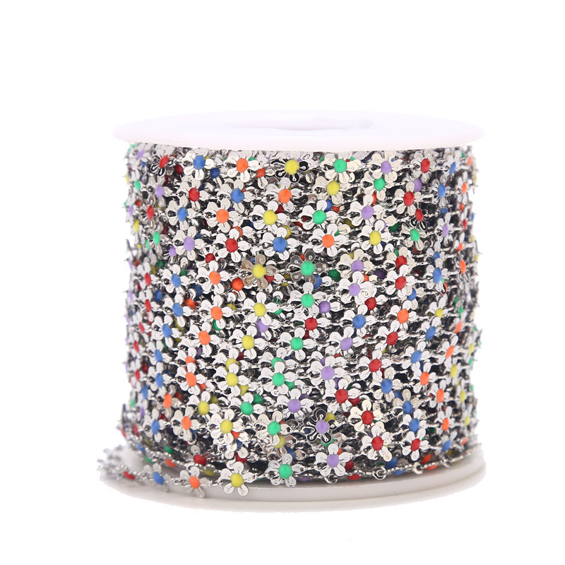 1M nehrđajući čelik 6 mm emajlirani lančići s bijelim cvijetom tratinčice za DIY žene Narukvice s narukvicama Ogrlice Pribor za izradu nakita