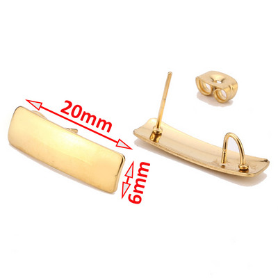 Badu.bg Златен щифт за уши от неръждаема стомана 316L с 8 mm/ 10 mm/ 12 ...