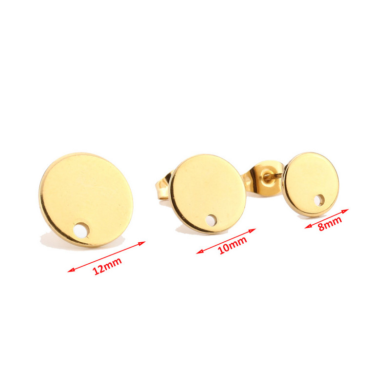 Badu.bg Златен щифт за уши от неръждаема стомана 316L с 8 mm/ 10 mm/ 12 ...