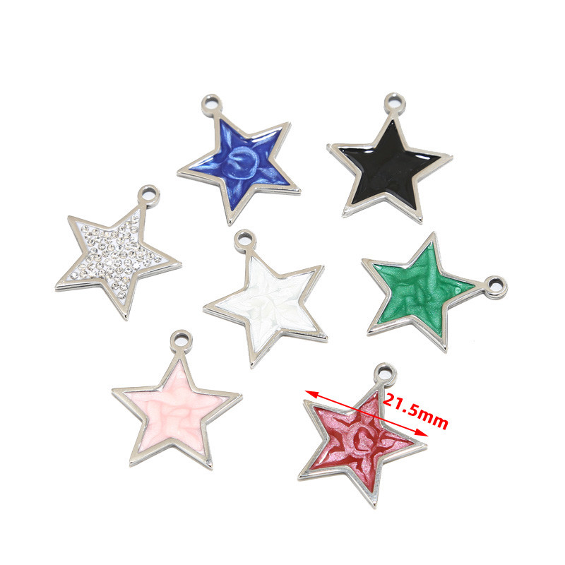 5 komada zlatni emajl od nehrđajućeg čelika bijelo plava ružičasta zvijezda šarm privjesci za djevojčice žene ogrlice pravljenje DIY nalaza