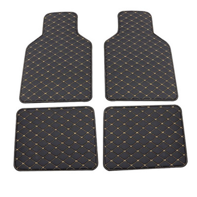 2021 New Universal Fit 4pcs PU Leather Car Floor Mat Waterproof Foot Pads Protector
