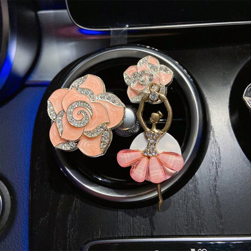 Creative Camellia autós klíma Légkondicionáló klip Dekoratív Aroma Divat Autóbelső Kiegészítők Autós Légfrissítő