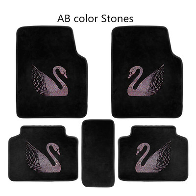 Deimantiniai automobilių kilimėliai moterims Bling Kalnų krištolinis grindų kilimas Universal Fit Black Rose Crown Crystal Auto Naudingi priedai