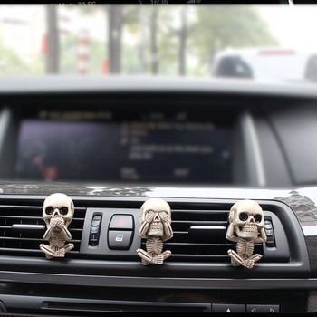 Evil Skull Trio άγαλμα Σετ 3 με αποσμητικό αέρα Στολίδι Εξόδου αέρα αυτοκινήτου Διακόσμηση σπιτιού Διακόσμηση Αξεσουάρ Διακόσμηση δωματίου