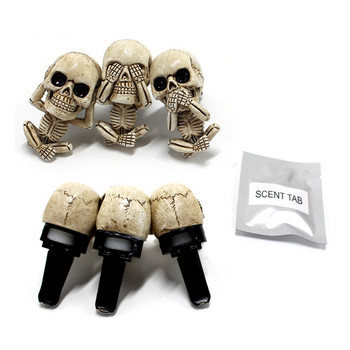 Evil Skull Trio άγαλμα Σετ 3 με αποσμητικό αέρα Στολίδι Εξόδου αέρα αυτοκινήτου Διακόσμηση σπιτιού Διακόσμηση Αξεσουάρ Διακόσμηση δωματίου