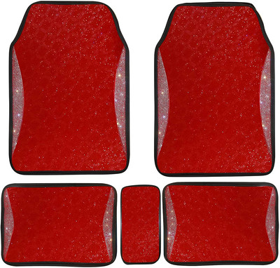 Car Mats Floor RED Carpet for Women PVC Waterproof Diamond Full Set Interior Accessories Bling Universal Use Easy to Clean
