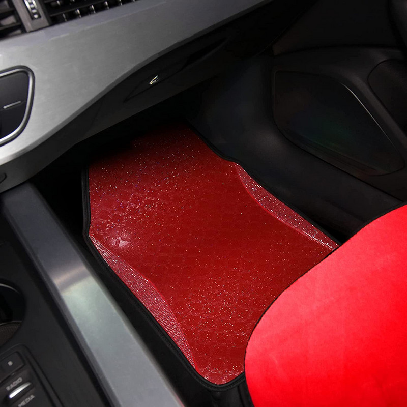 Automatid põrand PUNANE vaip naistele PVC veekindel teemant täiskomplekt sisustustarvikud Bling Universaalne kasutus Lihtne puhastada