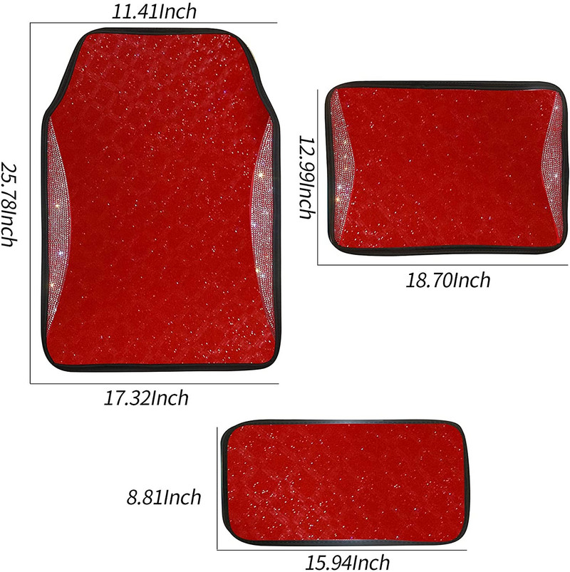 Automatid põrand PUNANE vaip naistele PVC veekindel teemant täiskomplekt sisustustarvikud Bling Universaalne kasutus Lihtne puhastada