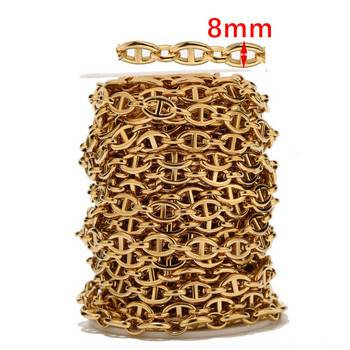 1M Gold 8mm Heavy Chic Αλυσίδα από ανοξείδωτο ατσάλι Letter Theta Connector Chain for DIY ανδρικό γυναικείο κολιέ Κατασκευή Puck Rock Crafts