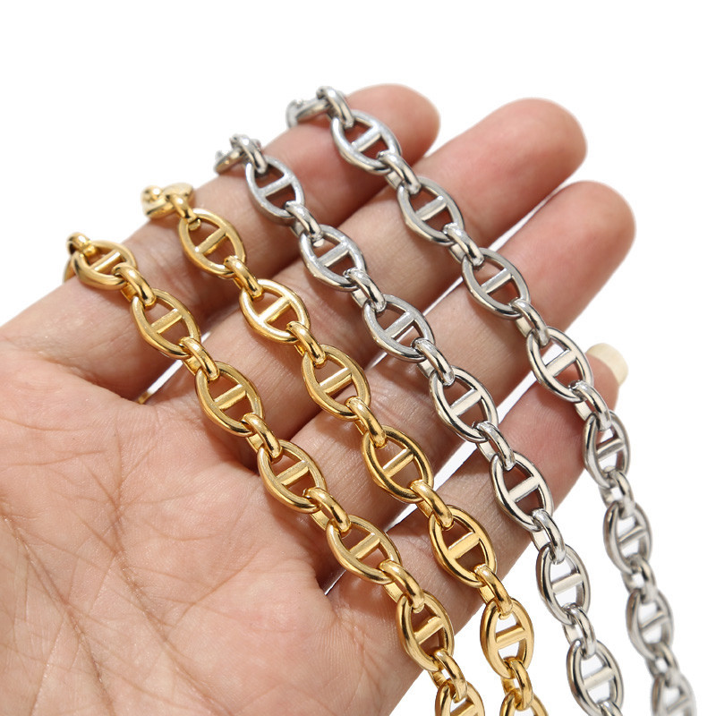 1M zlatni 8 mm Heavy Chic lanac Lanac od nehrđajućeg čelika Slovo Theta konektor za DIY Muškarci Žene Ogrlica Izrada Puck Rock Crafts