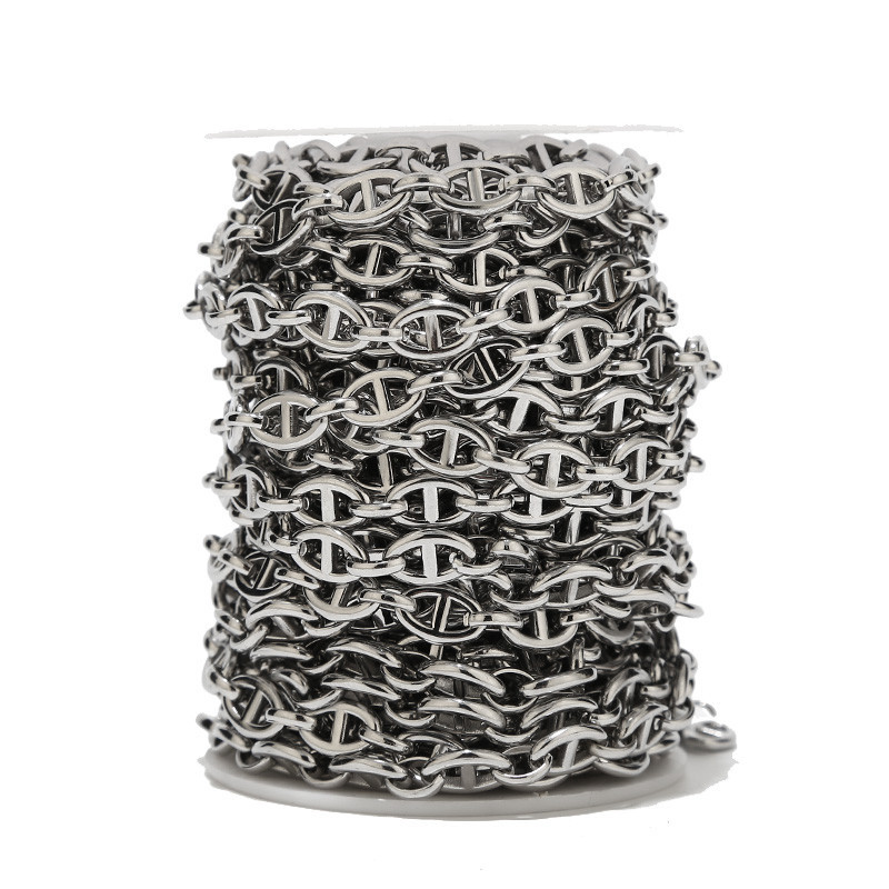 1M zlatni 8 mm Heavy Chic lanac Lanac od nehrđajućeg čelika Slovo Theta konektor za DIY Muškarci Žene Ogrlica Izrada Puck Rock Crafts