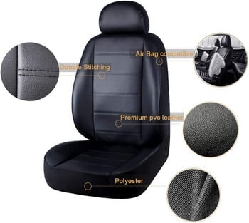 Καλύμματα καθισμάτων αυτοκινήτου 2/5/7 Beige από τεχνητό δέρμα Προστατευτικά καθισμάτων πάγκου εμπρός και πίσω για Skoda για το 2006 για το Hyundai Kona