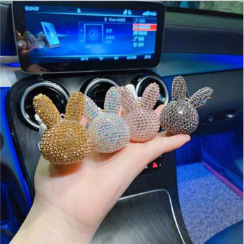 Korea Cute Diamond Little Rabbit Car Aroma Vent Катарама Аксесоари Creative Cartoon Car Parfume Освежител за въздух Декорация