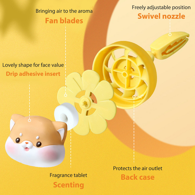 Osvježivač zraka za automobil Vrt za automobil Ukrasi za automobil Ukras za vjetrenjaču Slatki crtani automobil Mirisi za unutrašnjost automobila