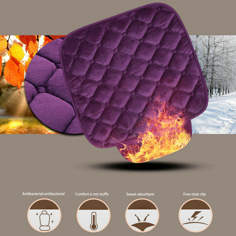 3 vnt./komplektas Universali pūkuota flanelinė automobilio sėdynės pagalvė be atlošo Sėdynės pagalvėlė Neslystanti ir šilta trumpa pūkuota kėdės pagalvė