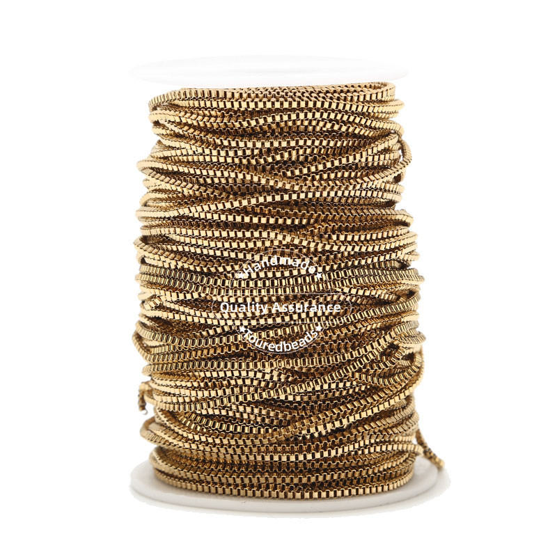 2 metra 2 mm širine od nehrđajućeg čelika zlato ružičasto zlato četvrtasta kutija lančić za žene Izrada ogrlica DIY ručno rađeni nakit