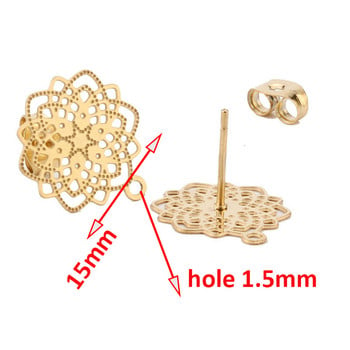 10 τμχ 304 ανοξείδωτο ατσάλι χρυσό εξαρτήματα καρφώματος αυτιών Κοσμήματα ανάρτηση ευρήματα με τρύπα για DIY Drop Dangle Earring Making 15mm