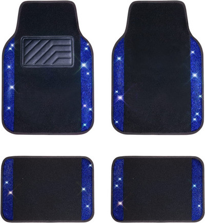 Deimantiniai automobilių grindų kilimėliai rožiniai moterims Blizgučiai Bling Kalnų krištolai Automobilių kilimų rinkinys Universalus automatinis pėdų kilimėlis mergaičių priedai