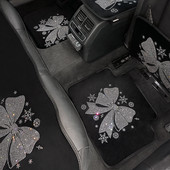 Bling univerzális autós szőnyegek Női Bowknot Strassz Gyémánt Autószőnyegek Szett Csillogó Auto Padló Hátsó Kiegészítő