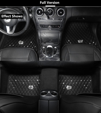 Πατάκια αυτοκινήτου Universal Full Set Μαύρο Μοκέτα Δερμάτινο Αδιάβροχο Διαμάντι για Toyota Skoda Volkswagen Honda Mercedes Benz