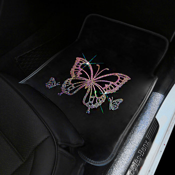 κινουμένων σχεδίων μόδας πεταλούδα διαμάντι αδιάβροχα αντιολισθητικά πατάκια δαπέδου αυτοκινήτου για κορίτσια γυναίκες, καθολικά πατάκια αυτοκινήτου