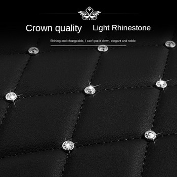 Κάλυμμα δαπέδου αυτοκινήτου Πλήρες σετ Crown Leather Diamond Auto Foot Mat Universal εσωτερικό αξεσουάρ για γυναίκες Αδιάβροχα χαλιά αυτοκινήτου