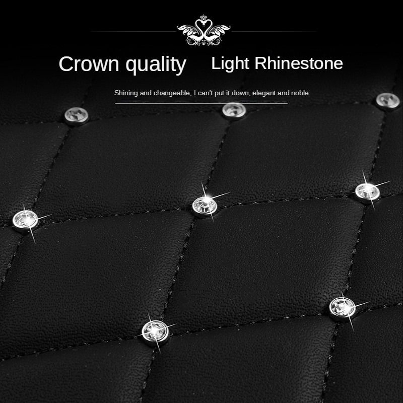 Kompletna podnica za automobil Crown kožna dijamantna auto prostirka za noge Univerzalni dodaci za interijer za žene Vodootporni tepisi za automobile