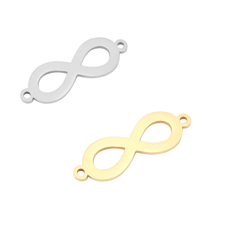 5db Infinity Connector Charms rozsdamentes acél arany 8 medál varrat karkötő ékszerkészítés