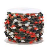 1 metar od nehrđajućeg čelika u šarenim duginim bojama, lančići s perlama od nehrđajućeg čelika, pozlaćena karika, ogrlica