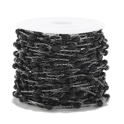 1 metar od nehrđajućeg čelika u šarenim duginim bojama, lančići s perlama od nehrđajućeg čelika, pozlaćena karika, ogrlica