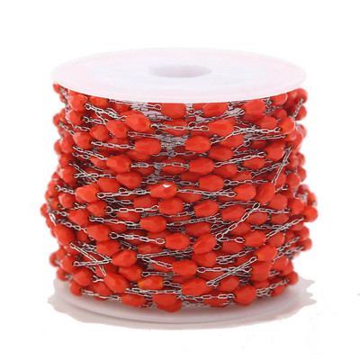 1 metar od nehrđajućeg čelika u šarenim duginim bojama, lančići s perlama od nehrđajućeg čelika, pozlaćena karika, ogrlica