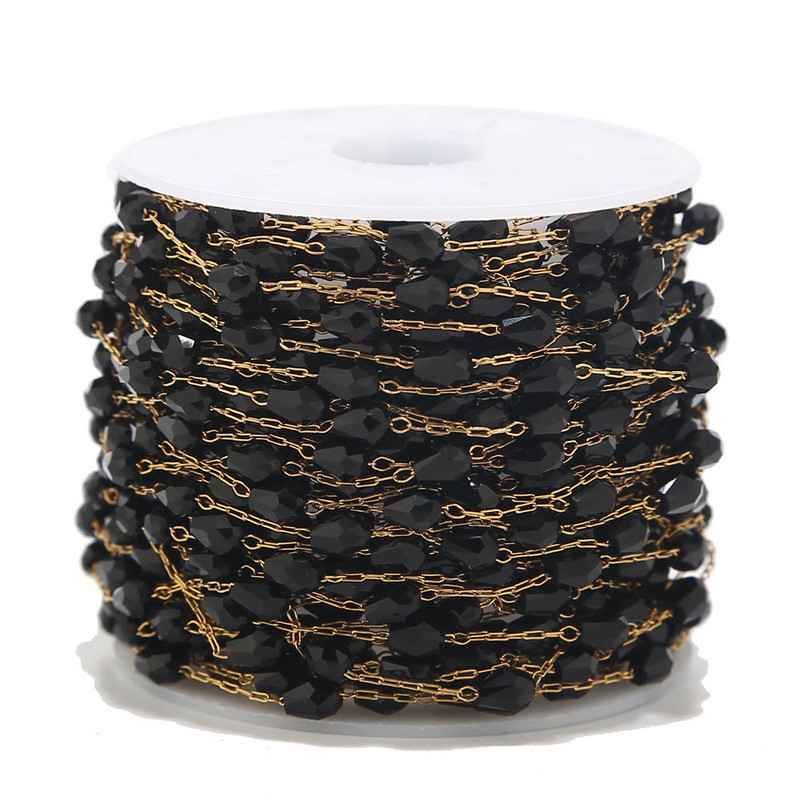 1 metar od nehrđajućeg čelika u šarenim duginim bojama, lančići s perlama od nehrđajućeg čelika, pozlaćena karika, ogrlica