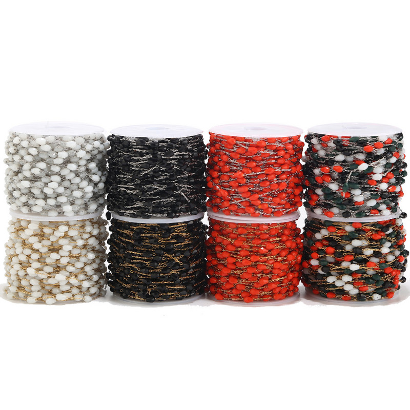 1 metar od nehrđajućeg čelika u šarenim duginim bojama, lančići s perlama od nehrđajućeg čelika, pozlaćena karika, ogrlica