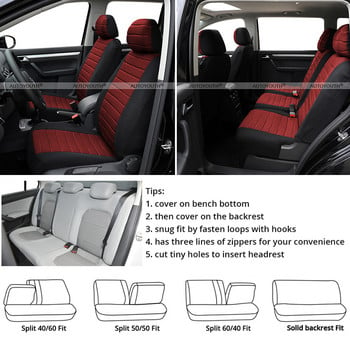 9 τμχ Πλήρες σετ Κάλυμμα καθίσματος αυτοκινήτου Εμπρός και πίσω Διαιρούμενος πάγκος Προστασία & Σχεδιασμός Αερόσακος Carstyling Universal Fit for Auto Truck Van SUV