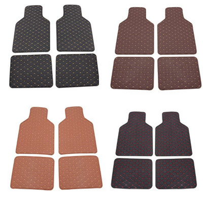 4Pcs PU Leather Car Floor Mat Waterproof Foot Pads Protector Anti-Slip Front and Rear mats Set for Suv F19A