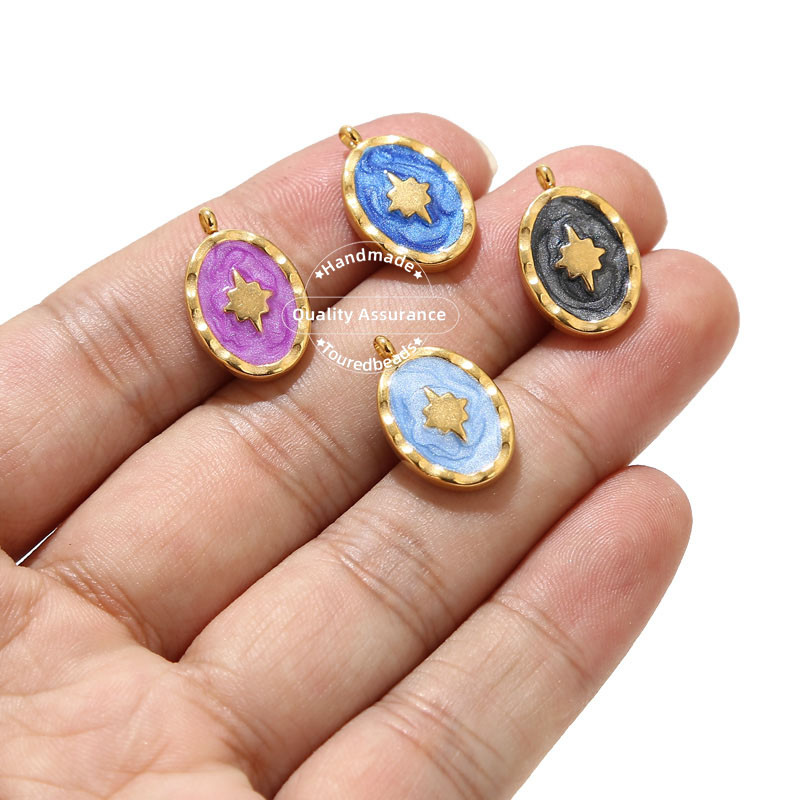 5 kom/lot Emajlirani privjesci za medalje s plavom zvijezdom od nehrđajućeg čelika za DIY žene Ogrlice Izrada nakita Privjesci 4 BOJE 12x19 mm