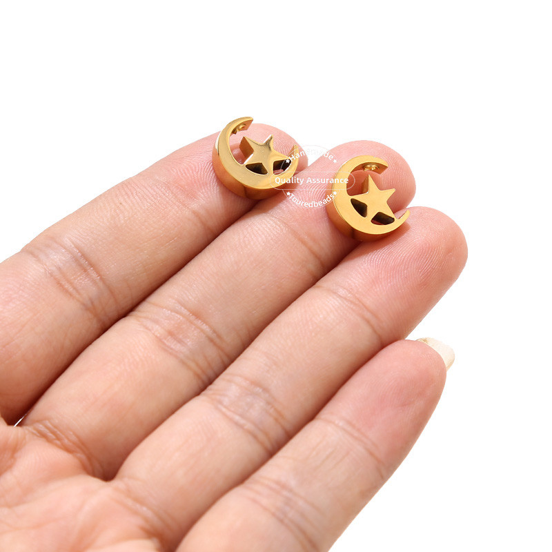 5 komada zlatnih privjesaka sa šarmom od nehrđajućeg čelika, mjesečeve zvijezde za DIY ženske ogrlice, pribor za izradu nakita
