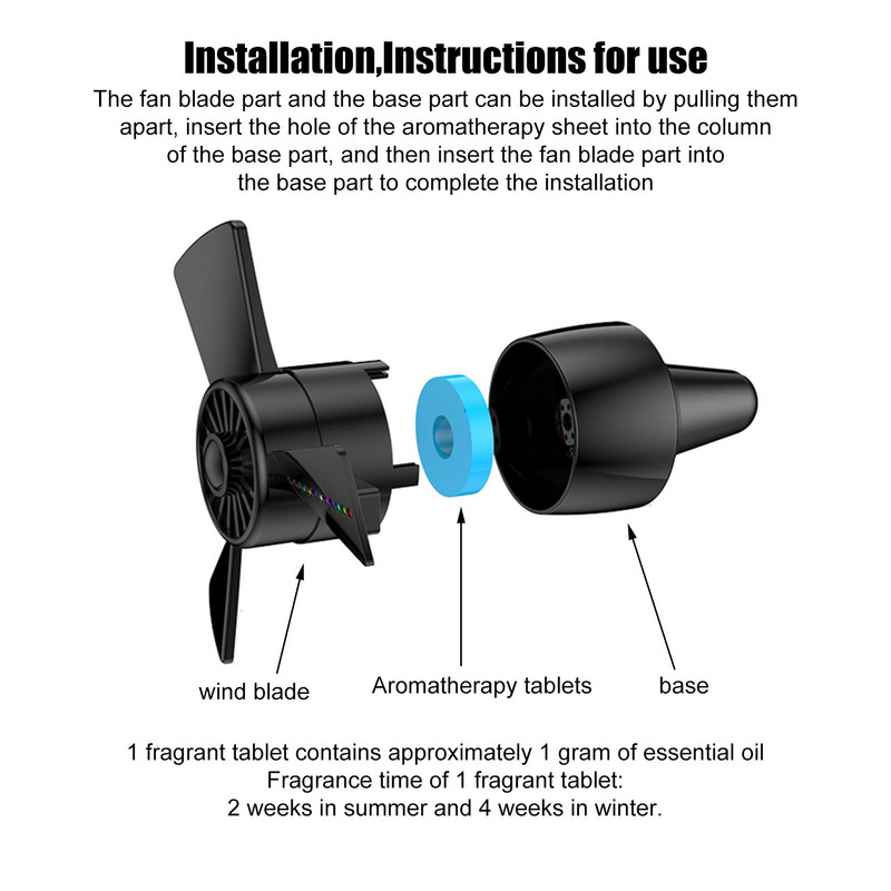 Osvježivači zraka za automobil s propelerom s LED svjetlom, difuzor za automobil, stezaljka za ventilacijski otvor, osvježivači zraka za automobil, pročišćivač zraka, eliminator dima, eliminator mirisa, poklon sv.