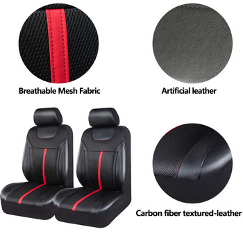 AUTO PLUS Спортен универсален калъф за автомобилна седалка от карбонова кожа с дизайн с цип, подходящ за джипове, ванове, седани, камиони, съвместим с въздушна възглавница