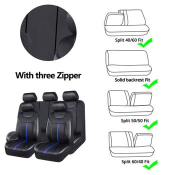 AUTO PLUS Sporty Carbon δερμάτινο κάλυμμα καθίσματος αυτοκινήτου γενικής χρήσης με σχέδιο φερμουάρ Εφαρμογή για Suv, Van, Sedan, φορτηγά Συμβατό με αερόσακο