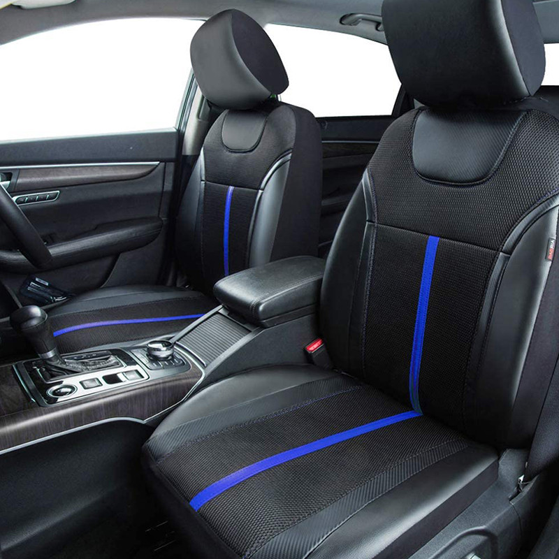 AUTO PLUS Sportska karbonska kožna univerzalna navlaka za autosjedalicu s dizajnom patentnog zatvarača Prikladna za SUV vozila, kombije, limuzine, kamione Kompatibilna sa zračnim jastukom