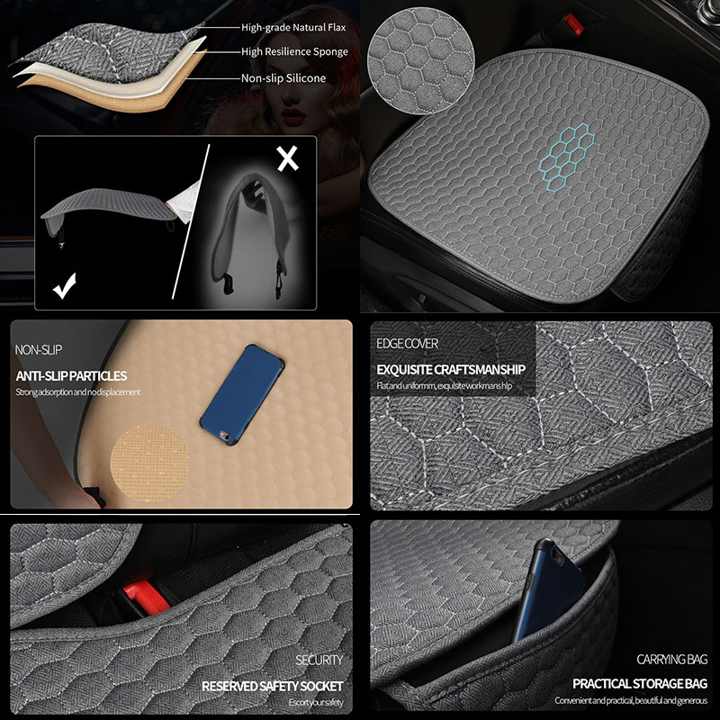 Nova lanena navlaka za autosjedalicu Zaštitna posteljina Prednji stražnji stražnji jastuk Zaštitna podloga Mat Naslon za auto Unutrašnjost Kamion Suv Van