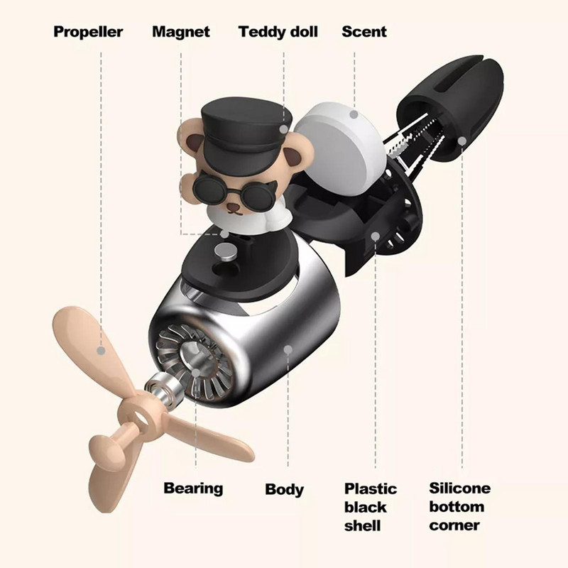 Osvježivač zraka za automobil Bear Pilot Rotirajući propeler Aromaterapija Otvor za zrak Mirisi Automatski parfemi Mirisi Dodatna oprema
