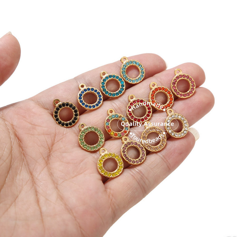 5 komada šupljih kružnih privjesaka od nehrđajućeg čelika, zlatnih privjesaka za rođendanske kamenčiće za izradu ogrlica s naušnicama