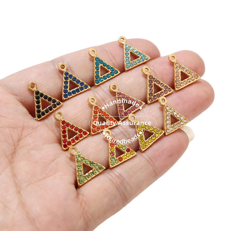 5 komada šupljih trokutastih privjesaka od nehrđajućeg čelika 13X15 mm, zlatnih privjesaka za naušnice, izrada ogrlica, nalaza od perli